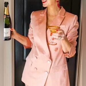 J.Crew Satin Double-Breasted Lady Blazer in Faded Guava Color Size 4